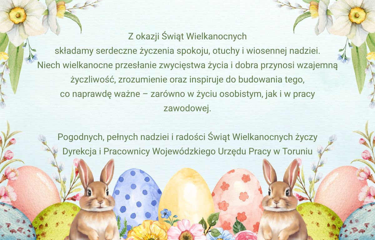 Kartka świąteczna - jajeczka, króliczki i tekst opublikowany w tym artykule. Wesołych Świąt!