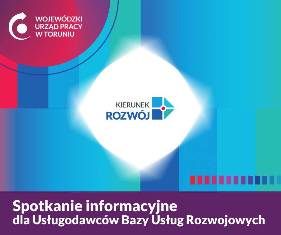 Kolorowe paski, logotypy BUR i napis Spotkanie informacyjne dla usługodawców BUR