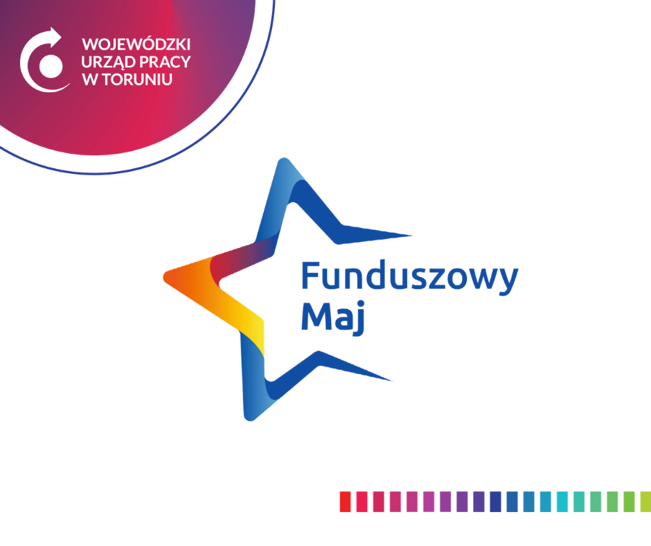 Logo Funduszowy maj - kolorowa gwiazdka z napisem Funduszowy maj.